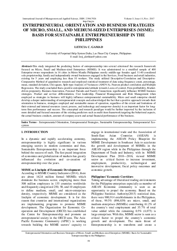 (PDF) ENTREPRENEURIAL ORIENTATION AND BUSINESS STRATEGIES OF MICRO ...