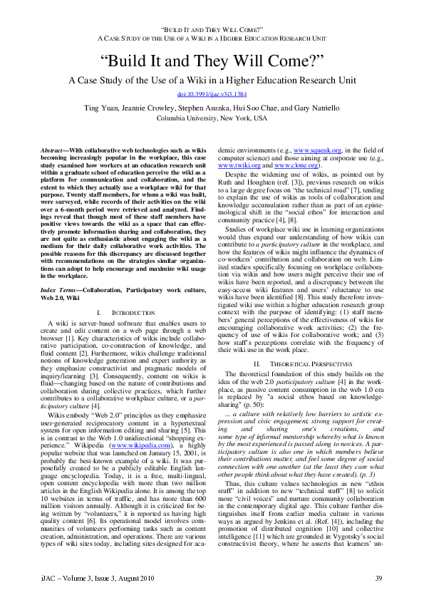 (PDF) Build It and They Will Come
