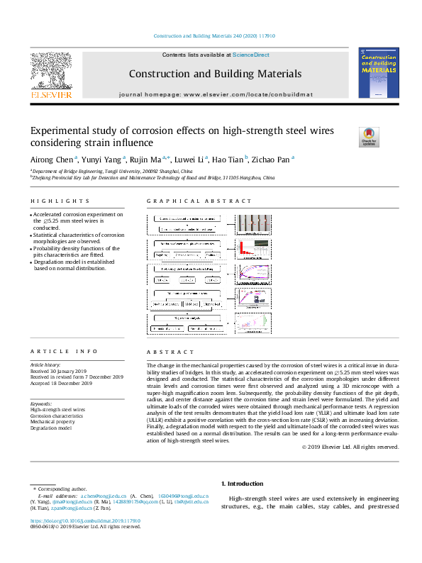 (PDF) Experimental study of corrosion effects on high-strength steel ...