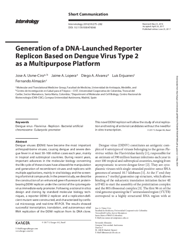 (PDF) Generation of a DNA-Launched Reporter Replicon Based on Dengue ...