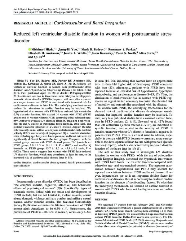 (PDF) Reduced left ventricular diastolic function in women with ...