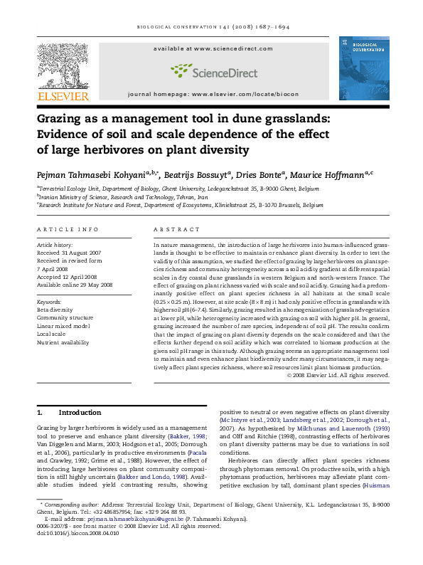 (PDF) Grazing as a management tool in dune grasslands: Evidence of soil ...