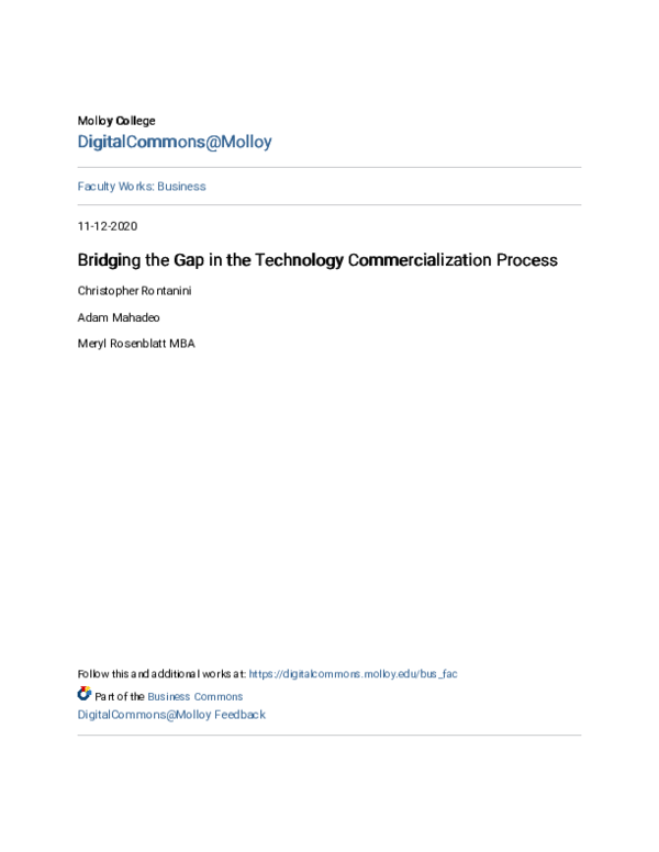 (PDF) Bridging the Gap in the Technology Commercialization Process
