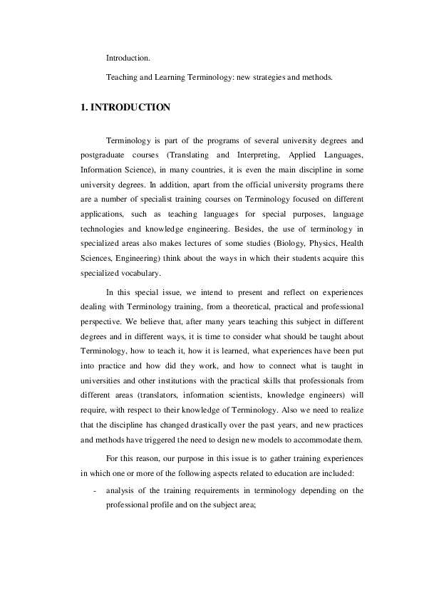 (PDF) Teaching and learning terminology