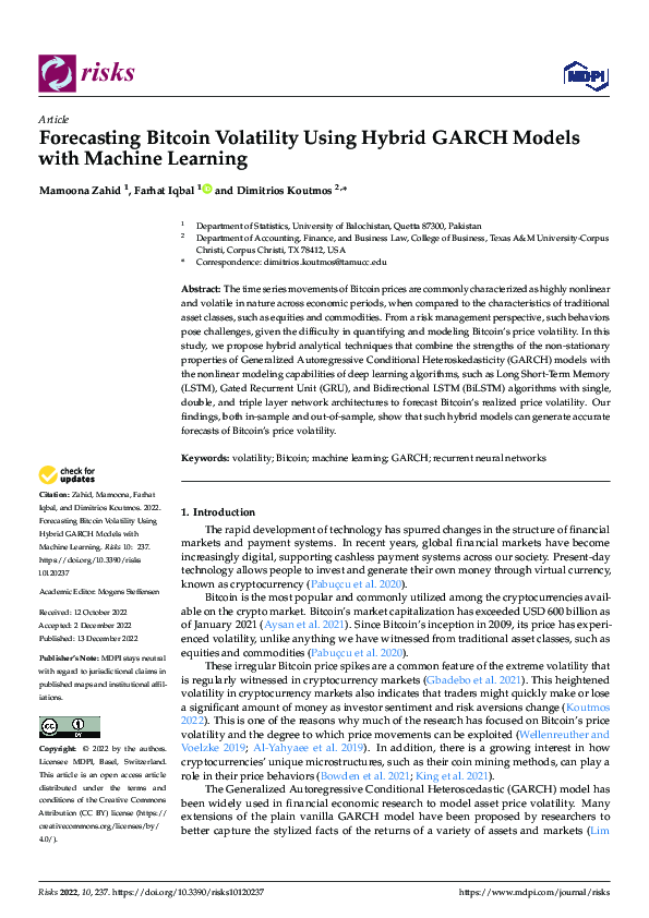 (PDF) Forecasting Bitcoin Volatility Using Hybrid GARCH Models with ...