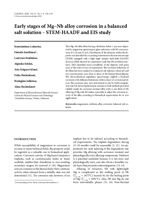 (PDF) Early stages of Mg–Nb alloy corrosion in a balanced salt solution ...