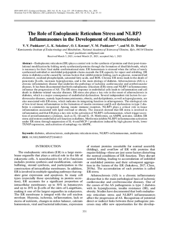 (PDF) The Role of Endoplasmic Reticulum Stress and NLRP3 Inflammasomes ...
