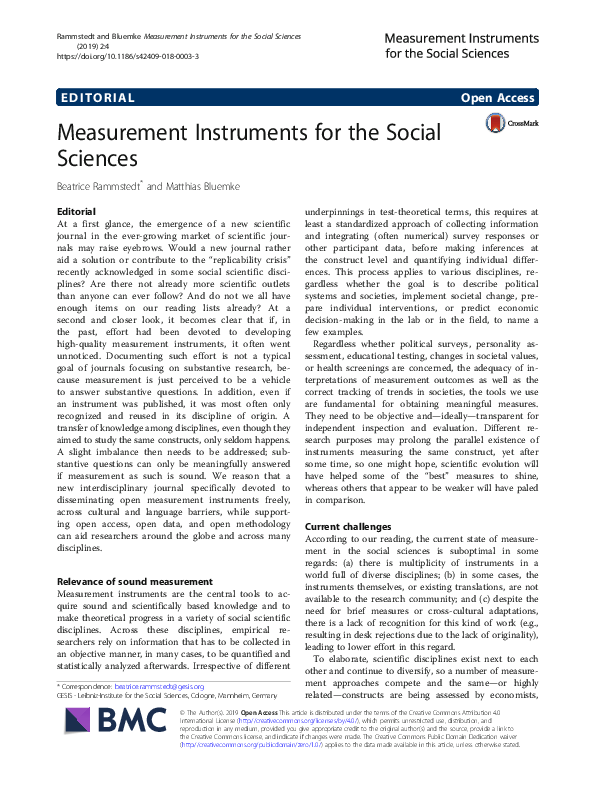 (PDF) Measurement Instruments for the Social Sciences