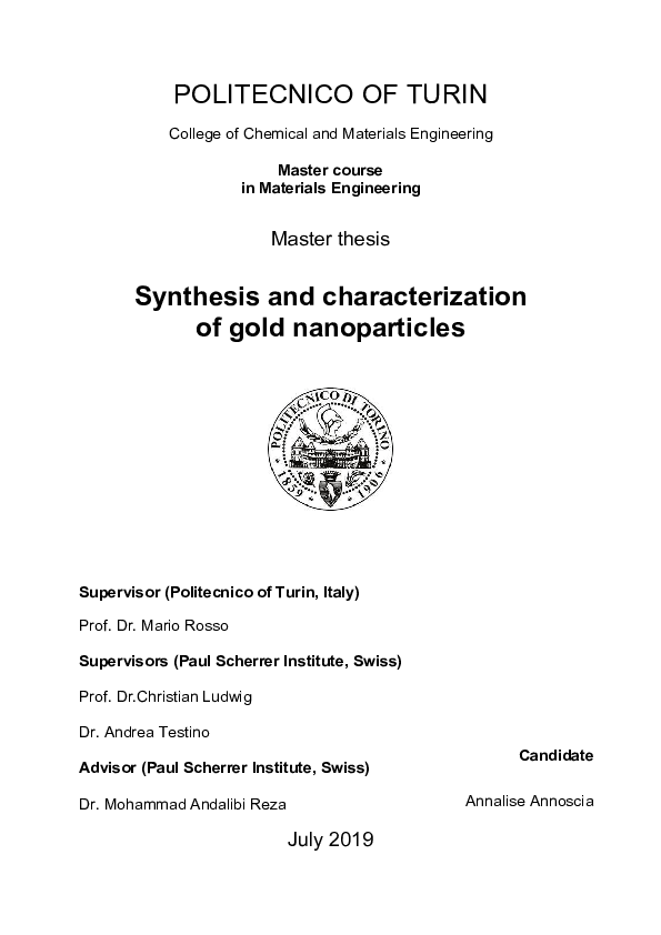 (PDF) Synthesis and characterization of gold nanoparticles