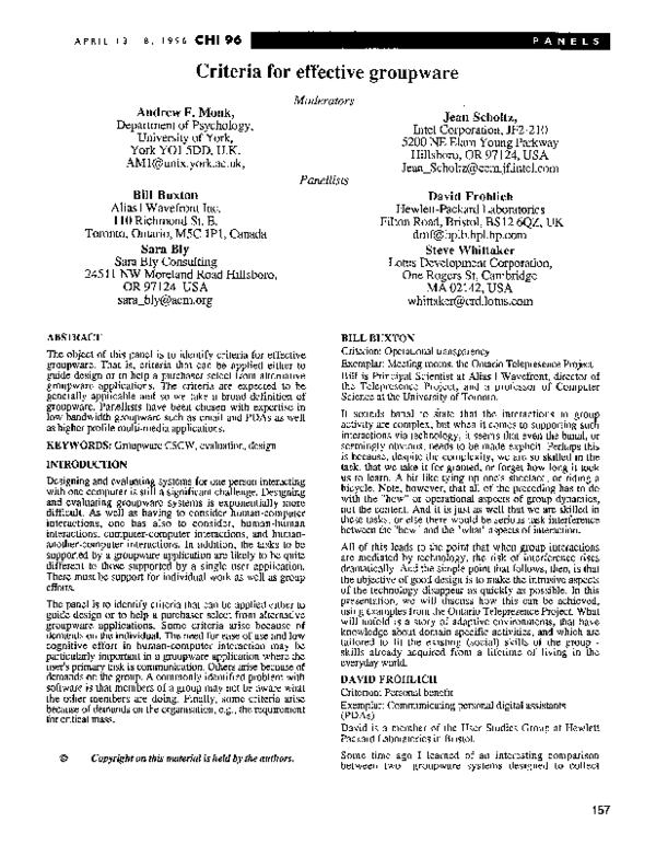 (PDF) Criteria for effective groupware 2