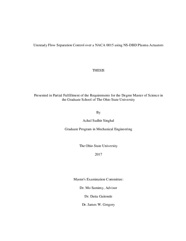(PDF) Unsteady Flow Separation Control over a NACA 0015 using NS-DBD ...