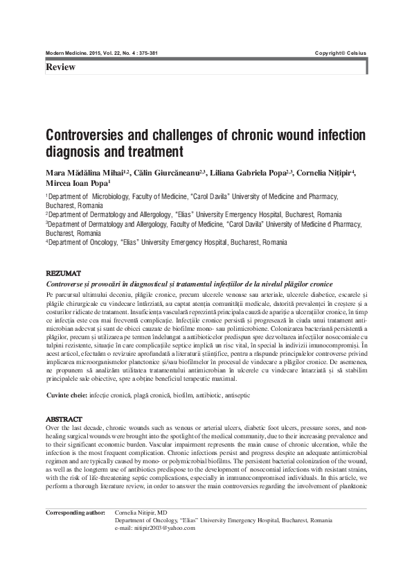 (PDF) Controversies and challenges of chronic wound infection diagnosis ...