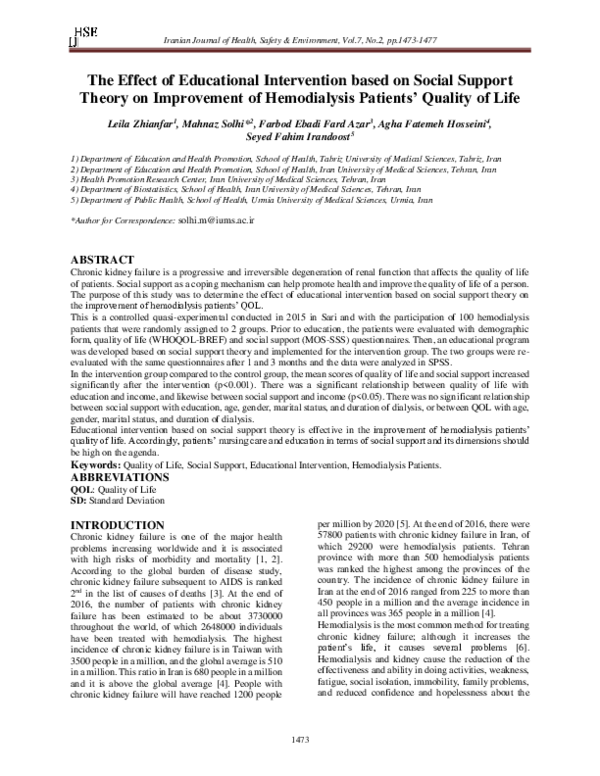 (PDF) The Effect of Educational Intervention based on Social Support ...