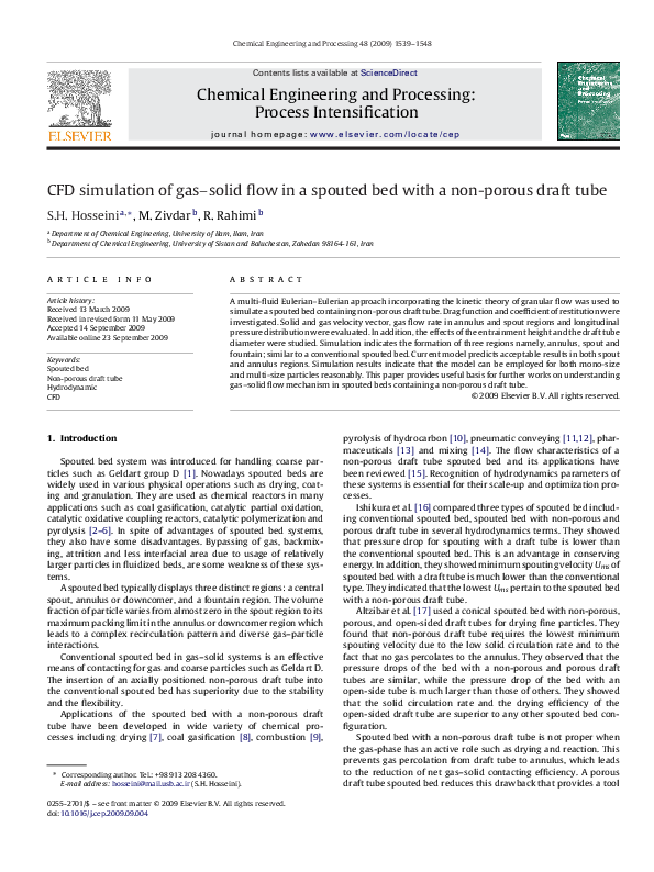 (PDF) CFD simulation of gas–solid flow in a spouted bed with a non ...