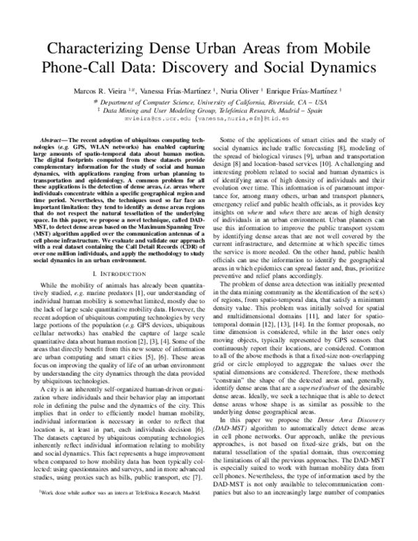 (PDF) Characterizing Dense Urban Areas from Mobile Phone-Call Data ...