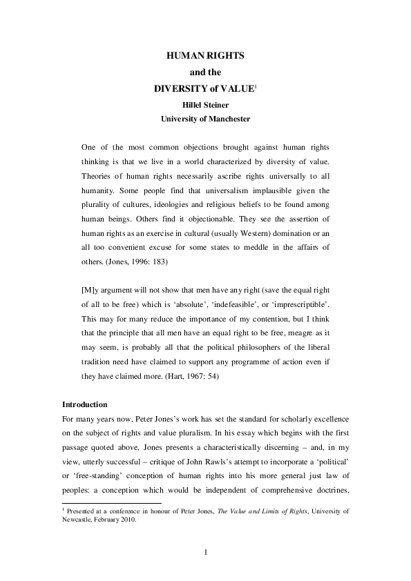 (PDF) Human rights and the diversity of value