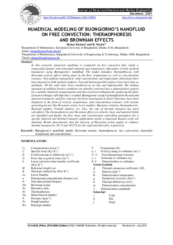 (PDF) Numerical modeling of Buongiorno’s nanofluid on free convection ...