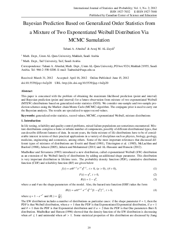 (PDF) Bayesian Prediction Based on Generalized Order Statistics from a ...