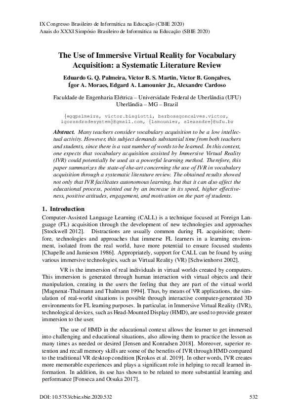 (PDF) The Use of Immersive Virtual Reality for Vocabulary Acquisition ...