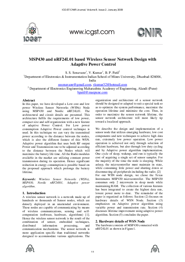 (PDF) MSP430 and nRF24L01 based Wireless Sensor Network Design with ...