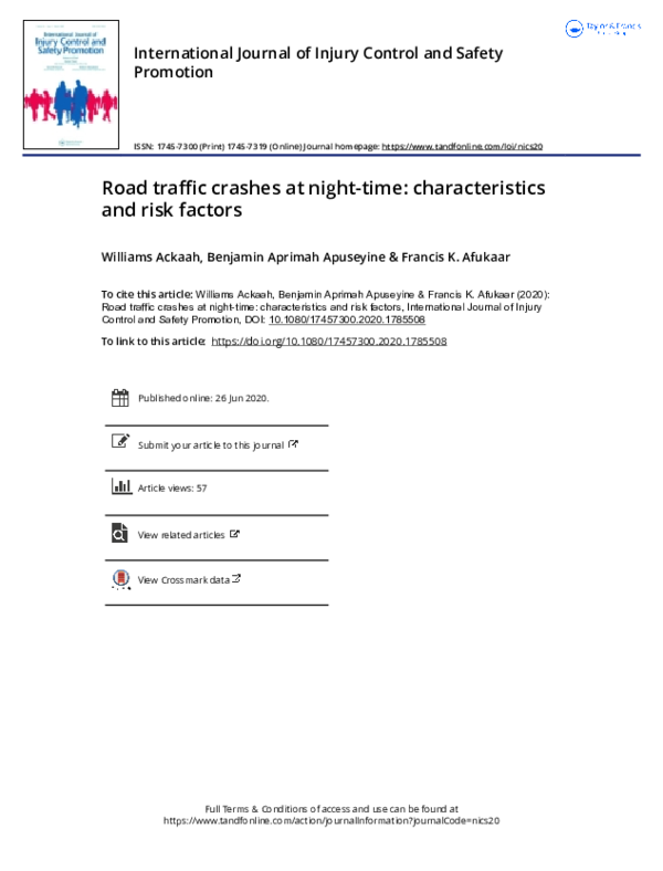 (PDF) Road traffic crashes at night-time: characteristics and risk factors
