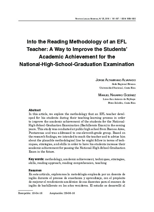 (PDF) Into the Reading Methodology of an EFL Teacher: A Way to Improve ...
