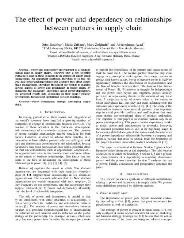 (PDF) The effect of power and dependency on relationships between ...