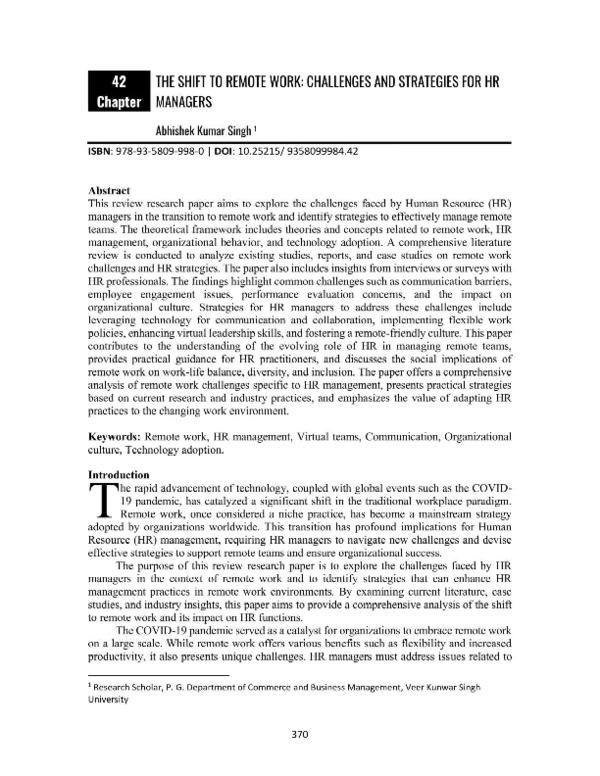 (PDF) THE SHIFT TO REMOTE WORK: CHALLENGES AND STRATEGIES FOR HR MANAGERS
