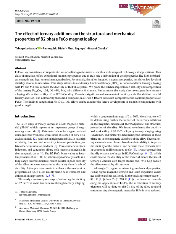 (PDF) The effect of ternary additions on the structural and mechanical ...