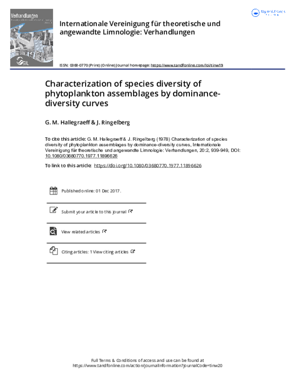 (PDF) Characterization of species diversity of phytoplankton ...