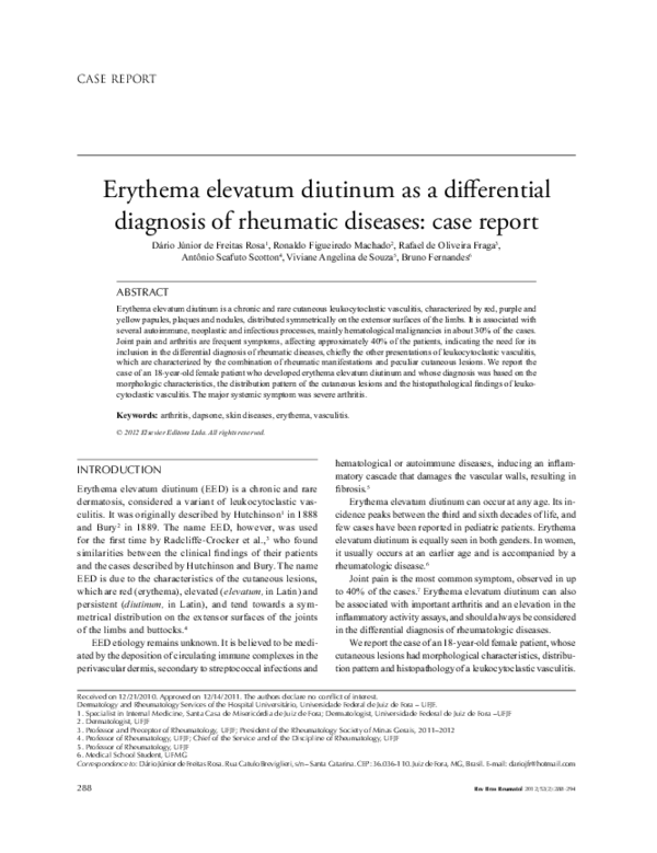 (PDF) Eritema elevatum diutinum como diagnóstico diferencial das ...