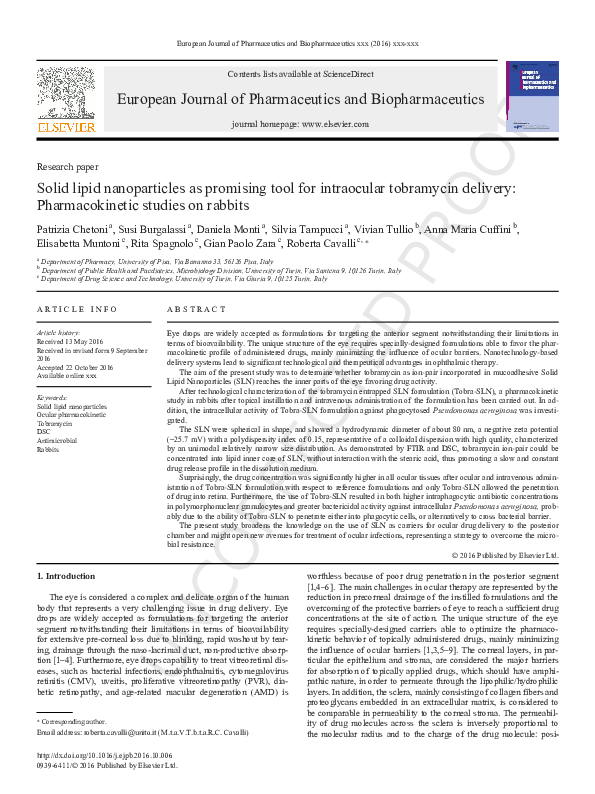 (PDF) Solid lipid nanoparticles as promising tool for intraocular ...