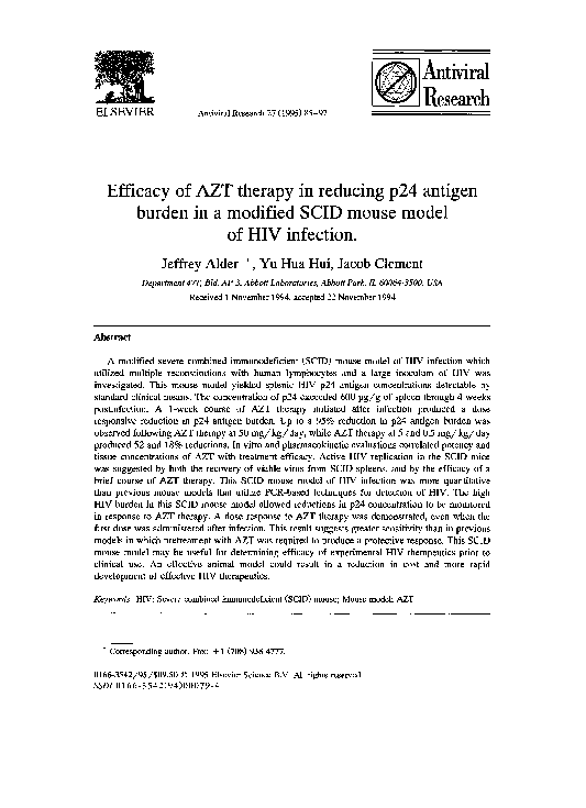 (PDF) Efficacy of AZT therapy in reducing p24 antigen burden in a ...