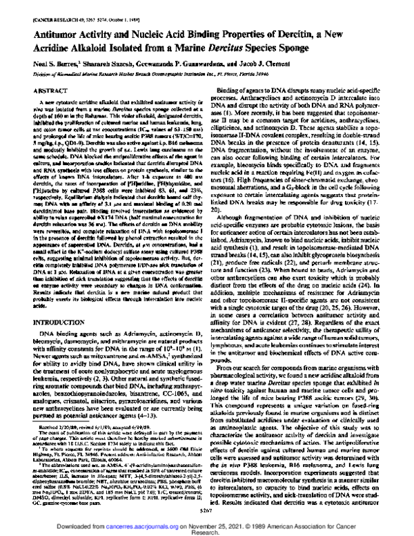 (PDF) Antitumor activity and nucleic acid binding properties of ...