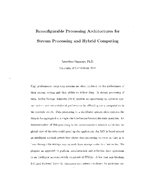 (PDF) Reconfigurable processing architectures for stream processing and ...