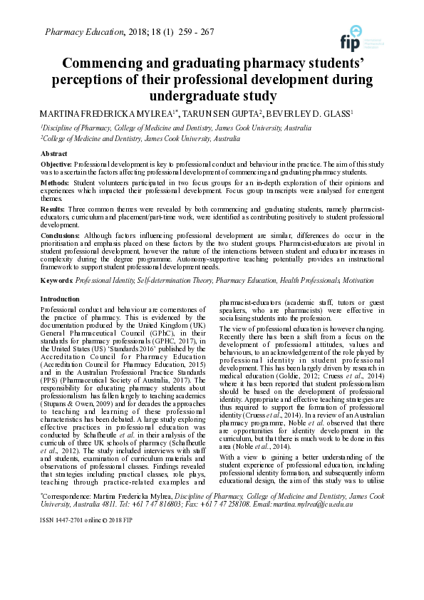(PDF) Commencing and graduating pharmacy students’ perceptions of their ...