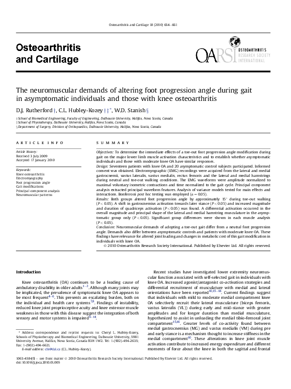 (PDF) The neuromuscular demands of altering foot progression angle ...