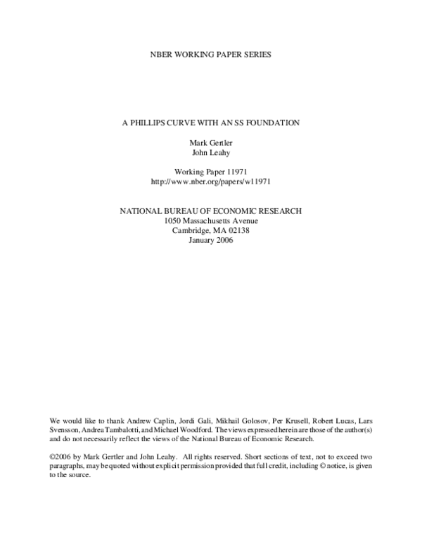 (PDF) A Phillips Curve with an Ss Foundation