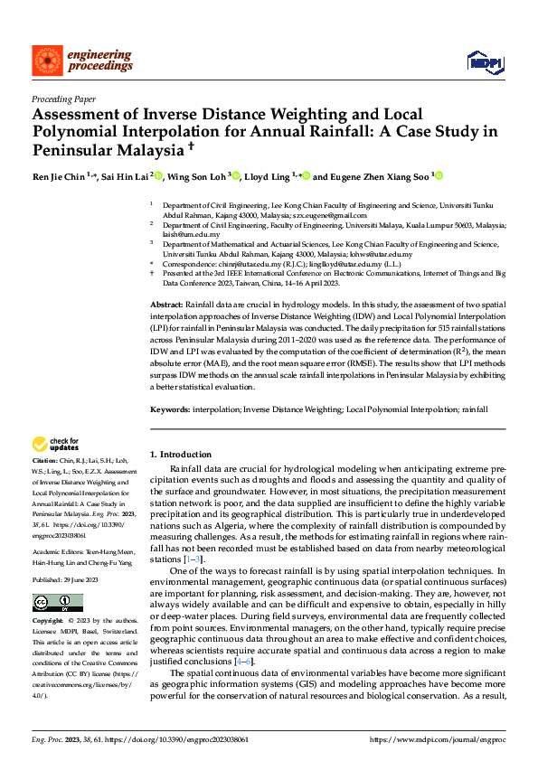 (PDF) Assessment of Inverse Distance Weighting and Local Polynomial ...