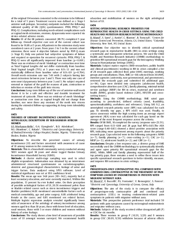 (PDF) O473 Theories of Urinary Incontinence Causation: Aetiological ...