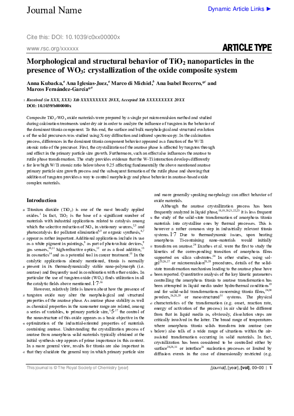 (PDF) Morphological and structural behavior of TiO2 nanoparticles in ...