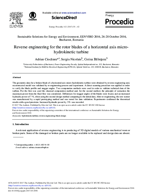 (PDF) Reverse Engineering for the Rotor Blades of a Horizontal Axis ...