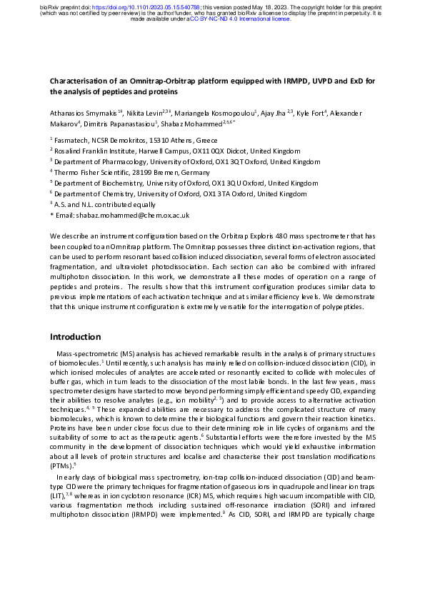 (PDF) Characterisation of an Omnitrap-Orbitrap platform equipped with ...