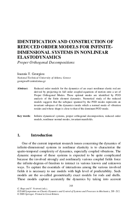 (PDF) Identification and Construction of Reduced Order Models for ...