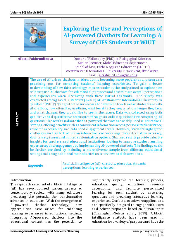 (PDF) Exploring the Use and Perceptions of AI-powered Chatbots for ...
