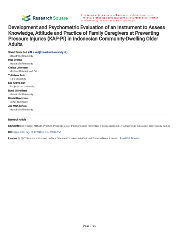 (PDF) Development and Psychometric Evaluation of an Instrument to ...