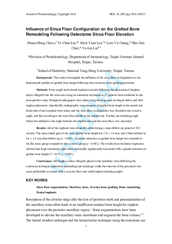 (PDF) Influence of Sinus Floor Configuration on the Grafted Bone ...
