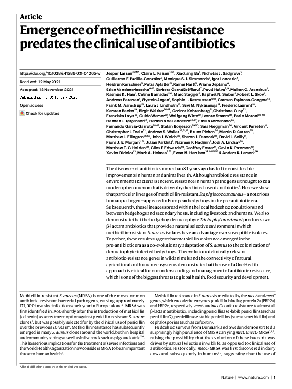 (PDF) Emergence of methicillin resistance predates the clinical use of ...