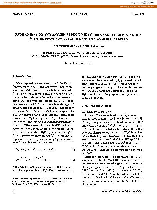 (PDF) NADH oxidation and oxygen reductions by the granule‐rich fraction ...