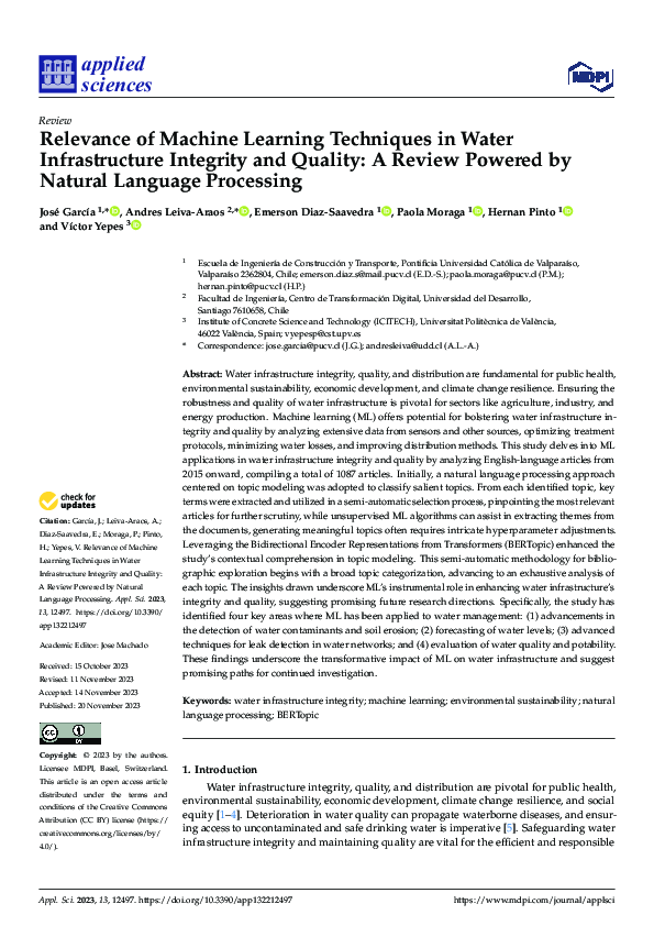 (PDF) Relevance of Machine Learning Techniques in Water Infrastructure ...